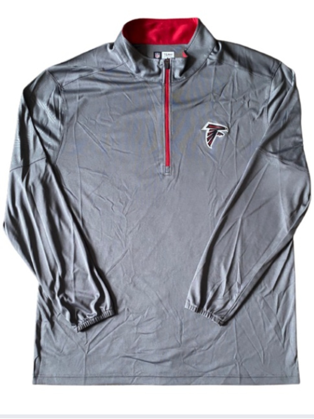 Atlanta Falcons NFL Gray and Red Team Apparel Quarter-Zip Men’s Pullover Size XL